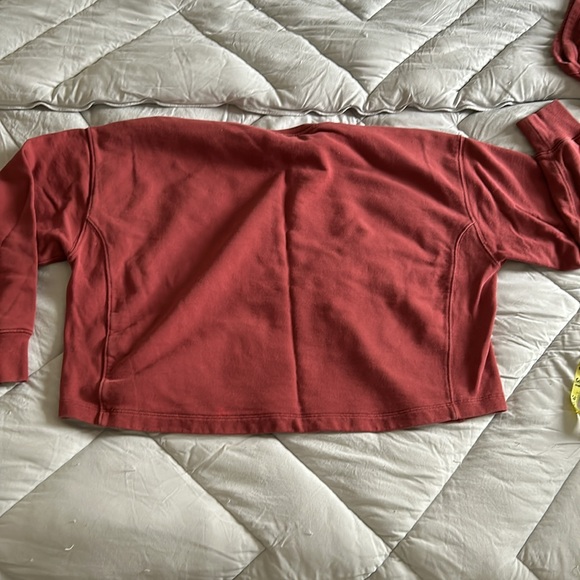 J.Crew University Terry Drawstring Shorts & Cropped Sweatshirt matching set red - Picture 12 of 15